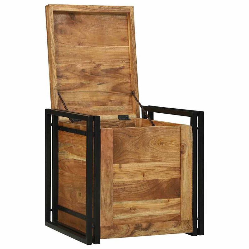 vidaXL Tároló Doboz Barna és fekete 50 x 50 x 50 cm Tömör akácfa