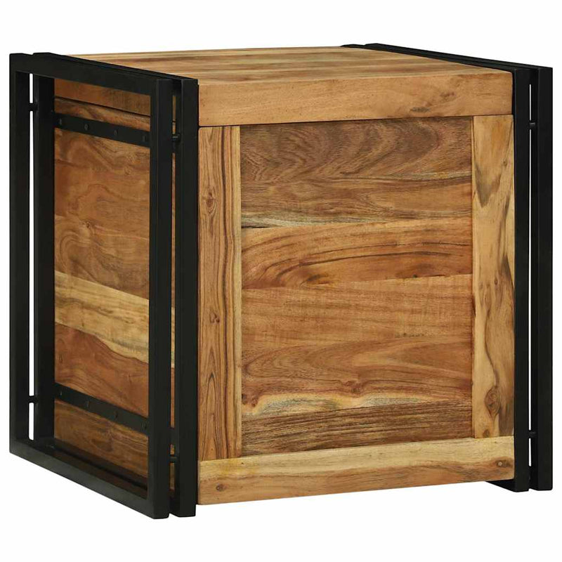 vidaXL Tároló Doboz Barna és fekete 50 x 50 x 50 cm Tömör akácfa