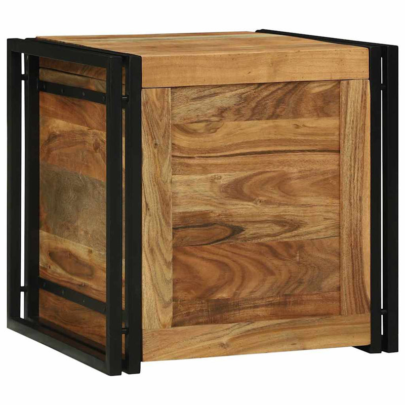 vidaXL Tároló Doboz Barna és fekete 50 x 50 x 50 cm Tömör akácfa