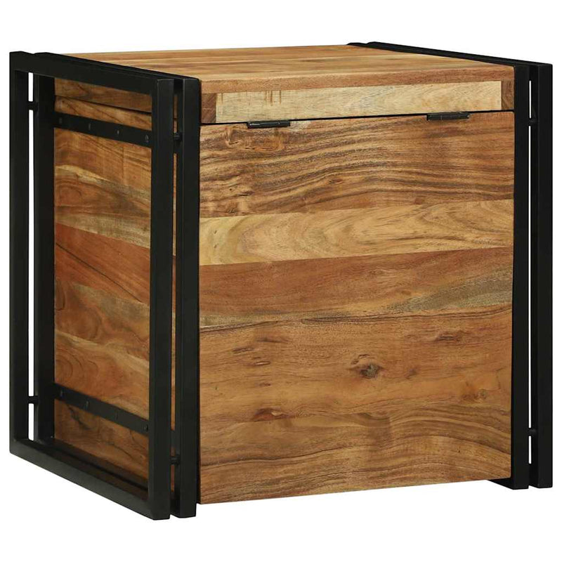 vidaXL Tároló Doboz Barna és fekete 50 x 50 x 50 cm Tömör akácfa