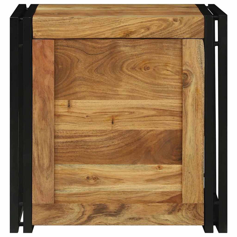 vidaXL Tároló Doboz Barna és fekete 50 x 50 x 50 cm Tömör akácfa