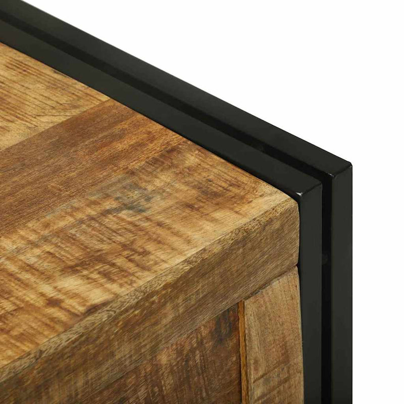 vidaXL Tároló Doboz 80 x 50 x 50 cm Durva mangófából és fémből készült