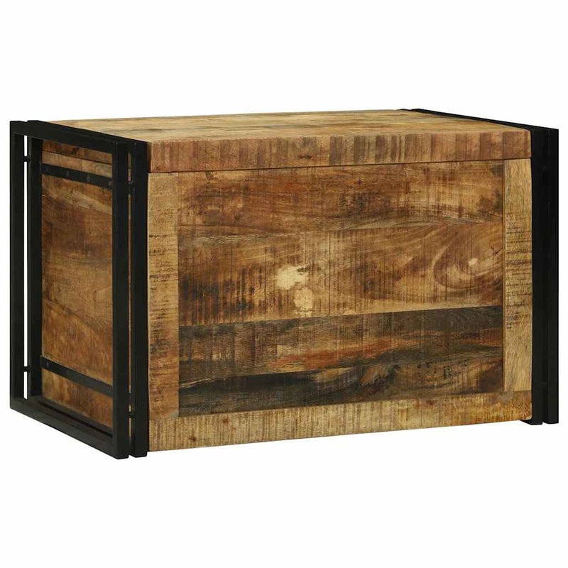 vidaXL Tároló Doboz 80 x 50 x 50 cm Durva mangófából és fémből készült