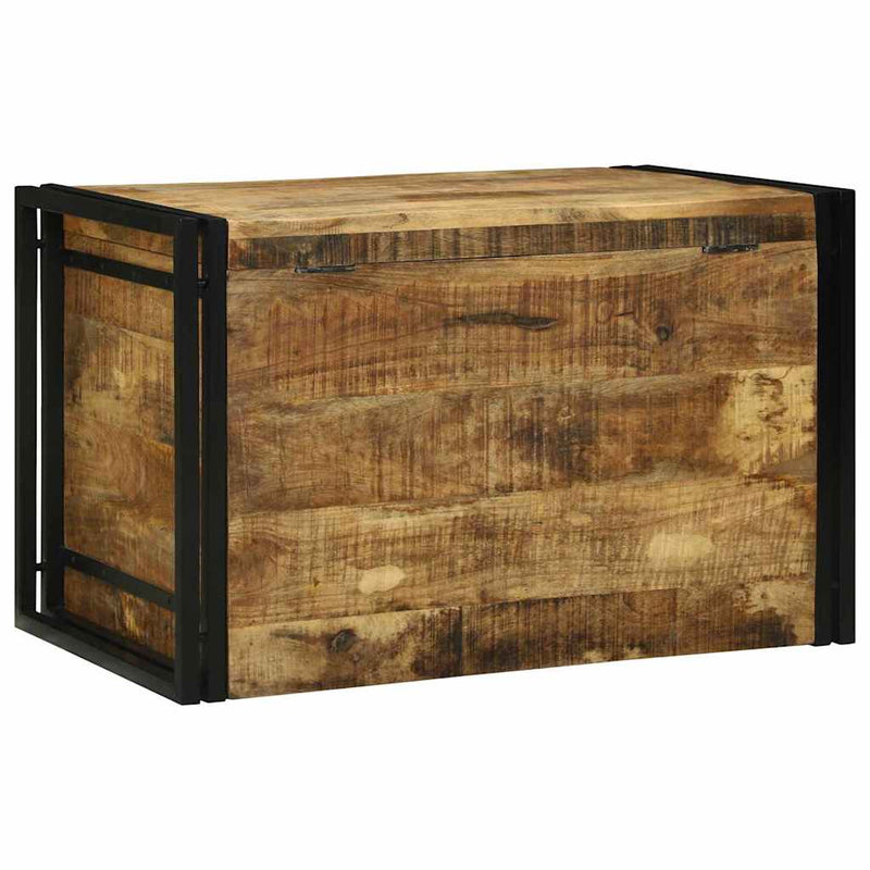 vidaXL Tároló Doboz 80 x 50 x 50 cm Durva mangófából és fémből készült