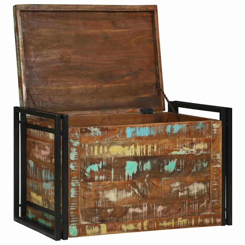 vidaXL Tároló Doboz tárolóval 80 x 50 x 50 cm Újrahasznosított fa