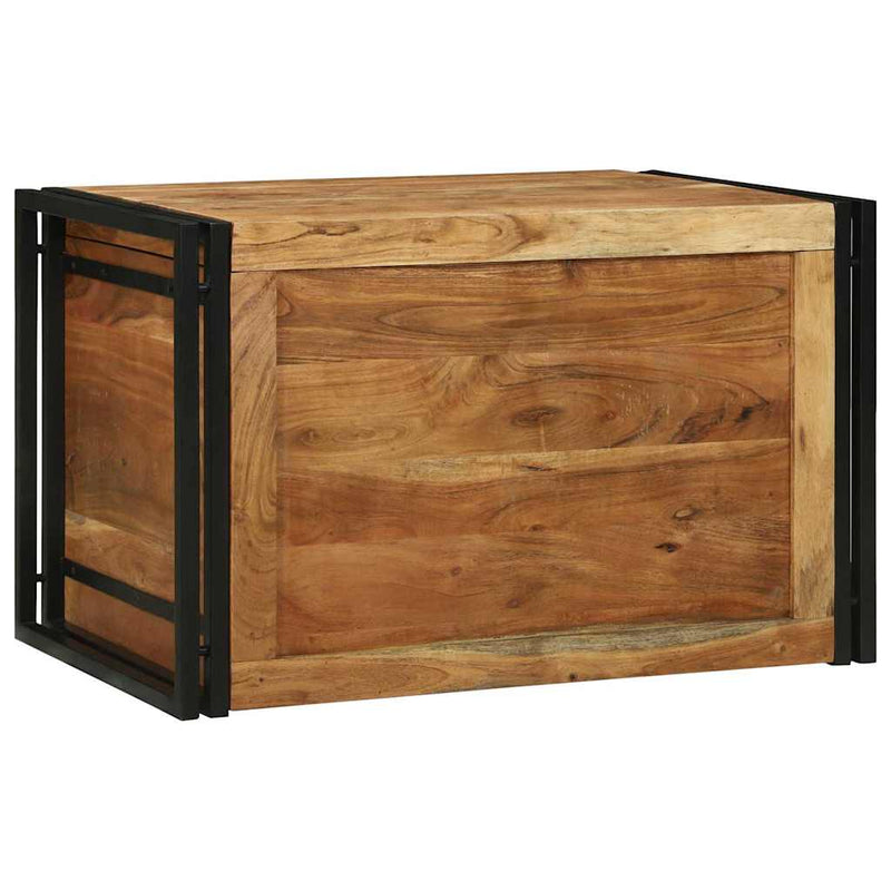 vidaXL Tároló Doboz tárolóval Barna és fekete 80 x 50 x 50 cm Akácfa