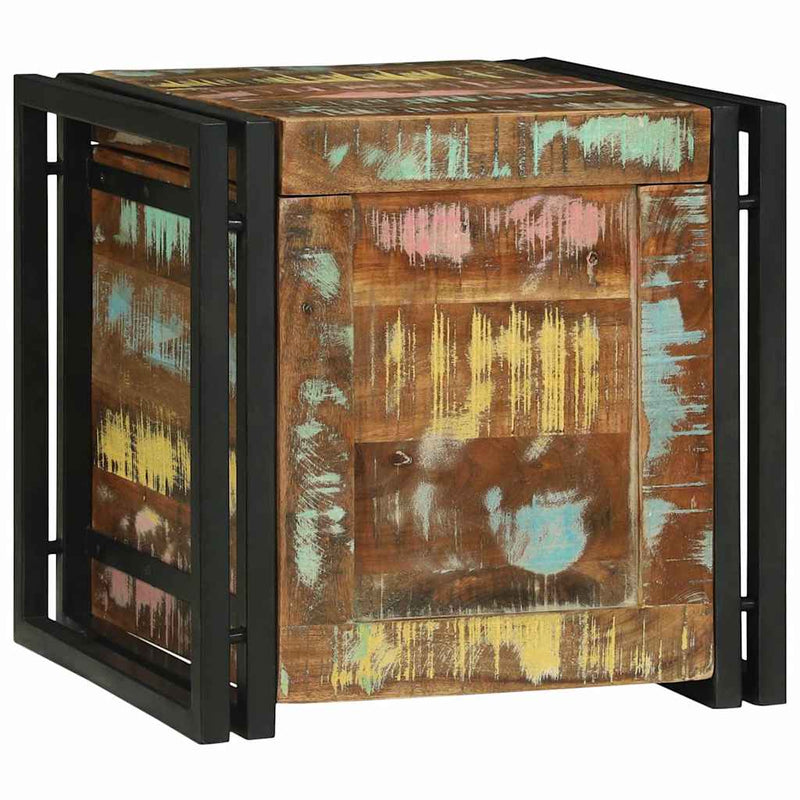vidaXL Tároló Doboz Barna és fekete 40 x 40 x 40 cm Tömör akácfa
