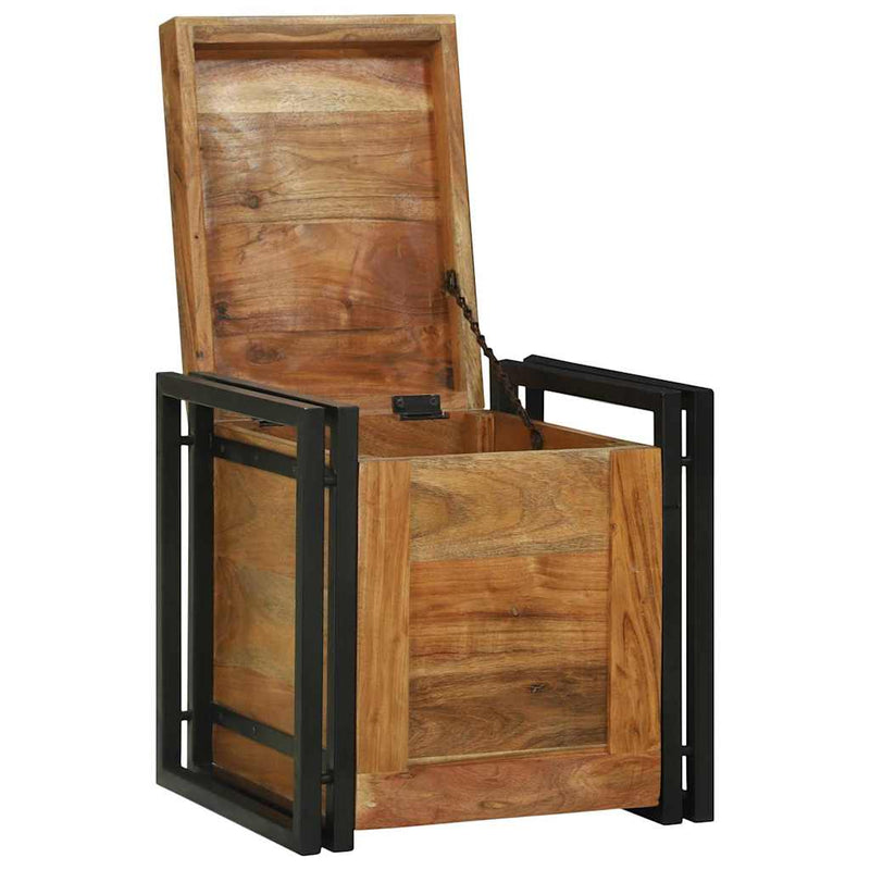 vidaXL Tárolódobozok Barna és fekete 40 x 40 x 40 cm Tömör akácfa