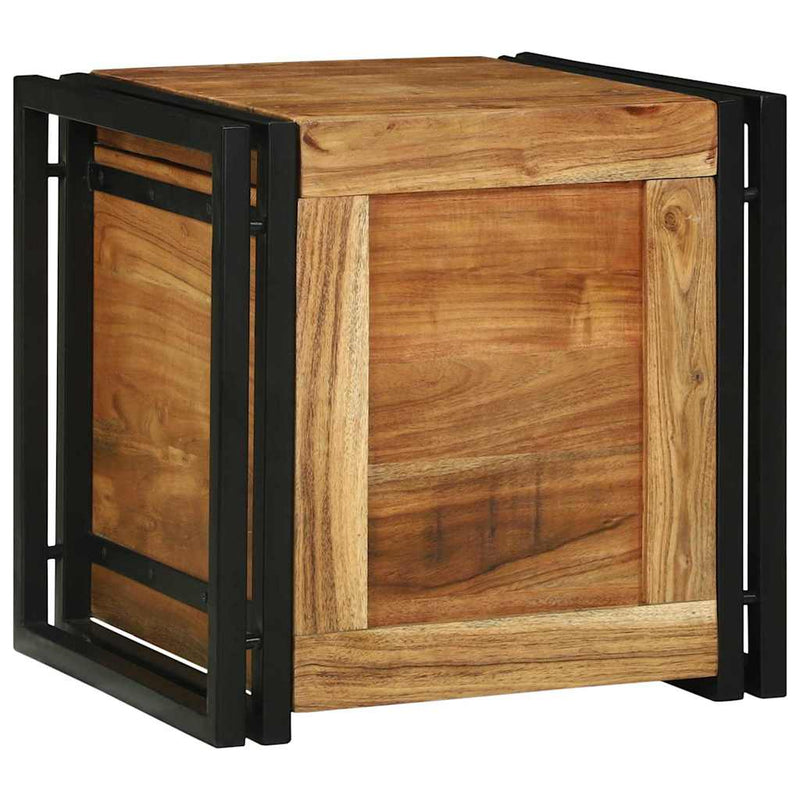 vidaXL Tárolódobozok Barna és fekete 40 x 40 x 40 cm Tömör akácfa