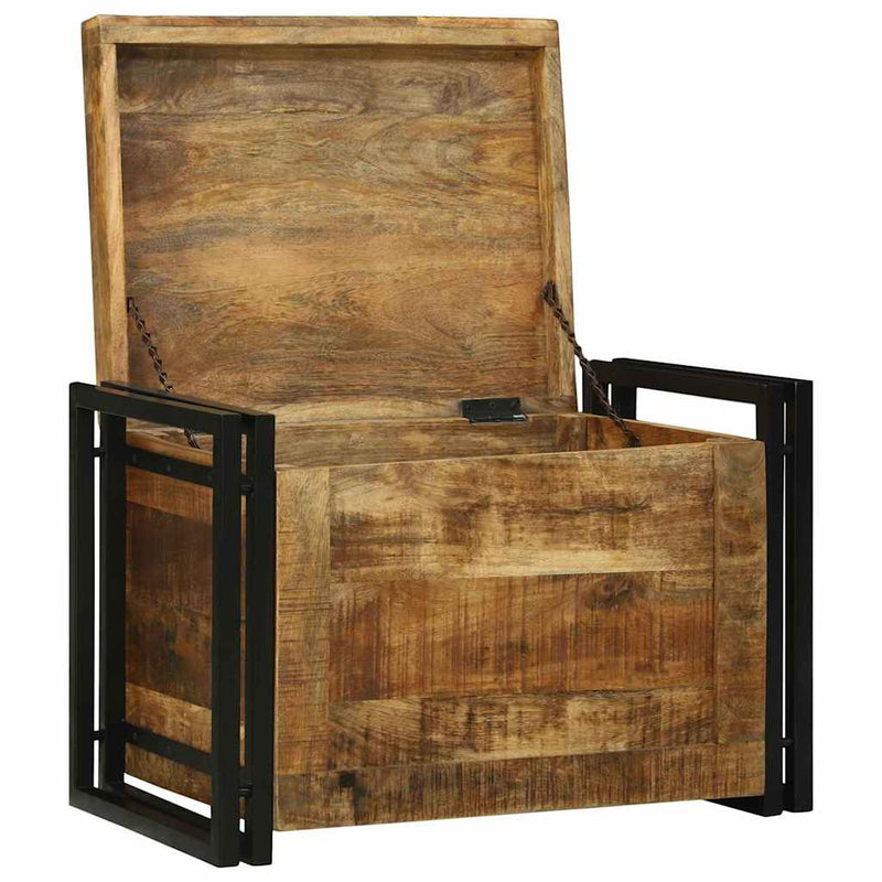 vidaXL Tároló Doboz Barna és fekete 60 x 40 x 41 cm tömör mangófa