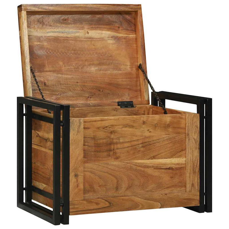 vidaXL Tároló Doboz 60 x 40 x 41 cm Szilárd akáciaból és fémanyagból