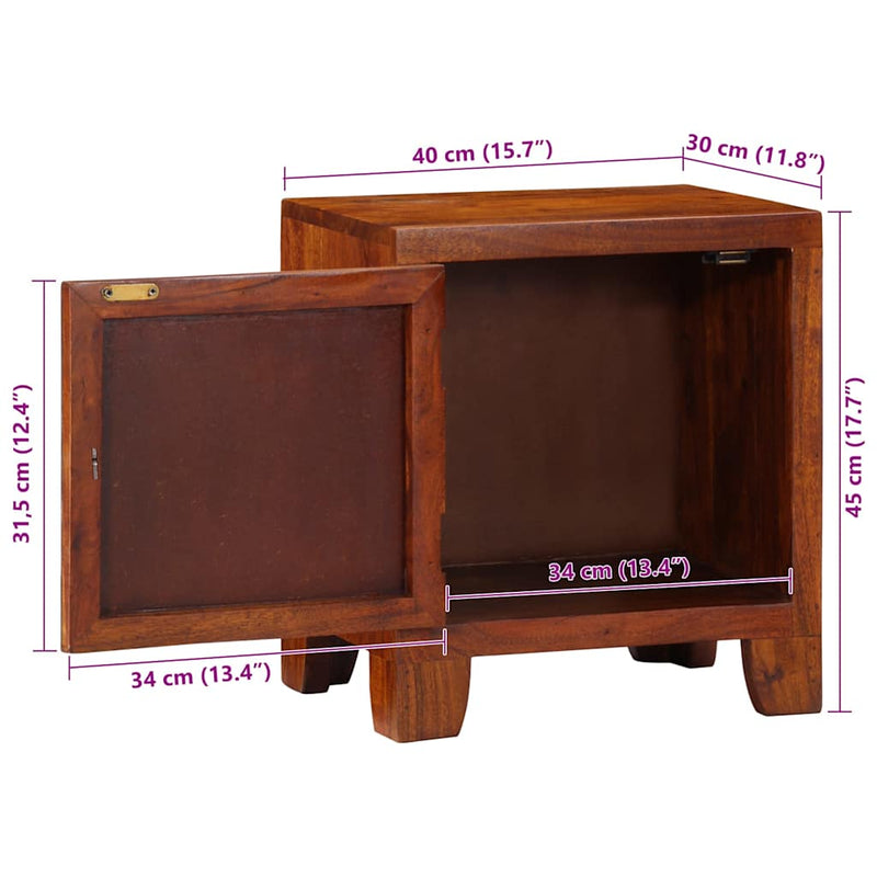 vidaXL éjjeliszekrény 2 db 40x30x45 cm tömör fa akácfa