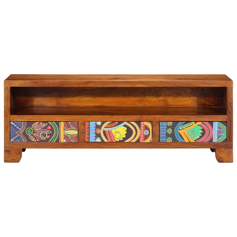 vidaXL tömör akácfa többszínű TV-szekrény 110x30x40