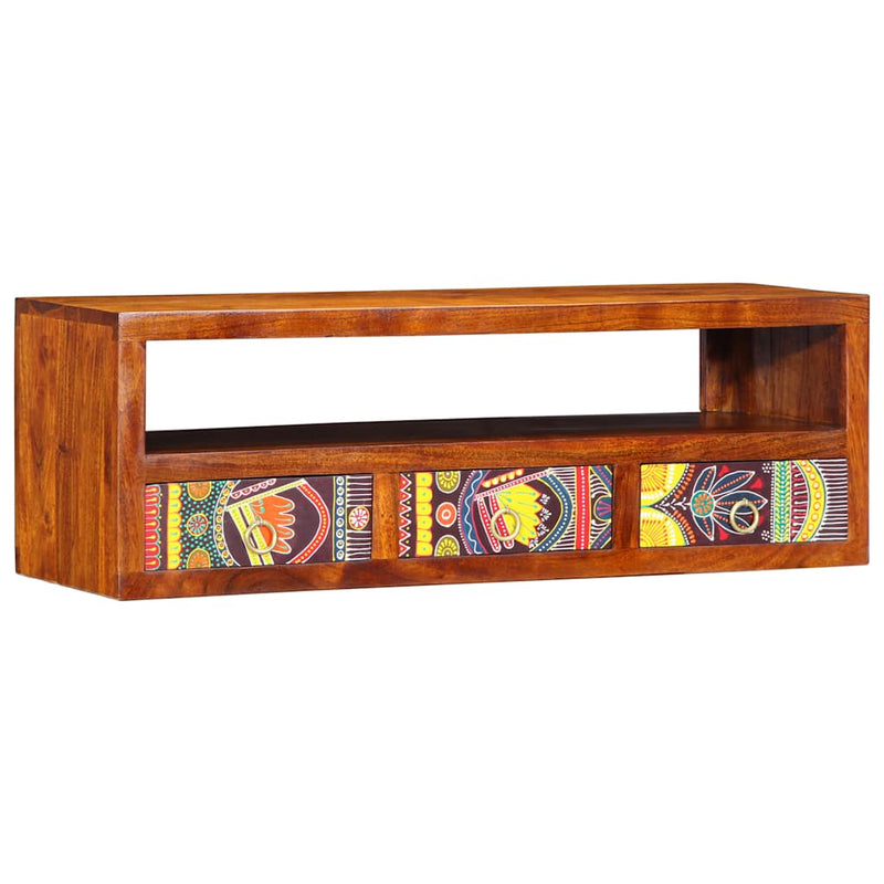 vidaXL tömör akácfa többszínű falra szerelhető TV-szekrény 90x30x30 cm
