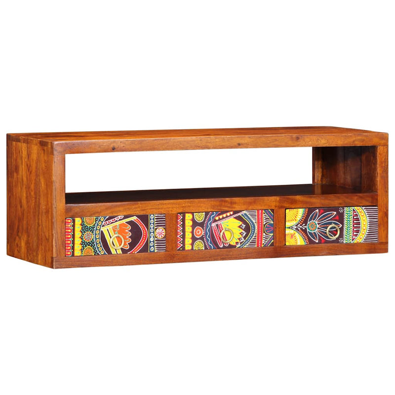 vidaXL tömör akácfa többszínű falra szerelhető TV-szekrény 90x30x30 cm