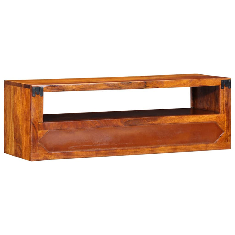 vidaXL tömör akácfa többszínű falra szerelhető TV-szekrény 90x30x30 cm