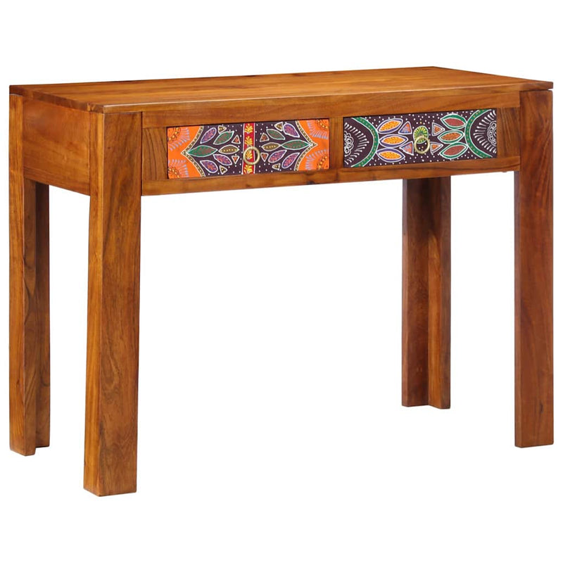 vidaXL Asztal fiókkal tárolóval Barna 100 x 50 x 75 cm Tömör akácfa