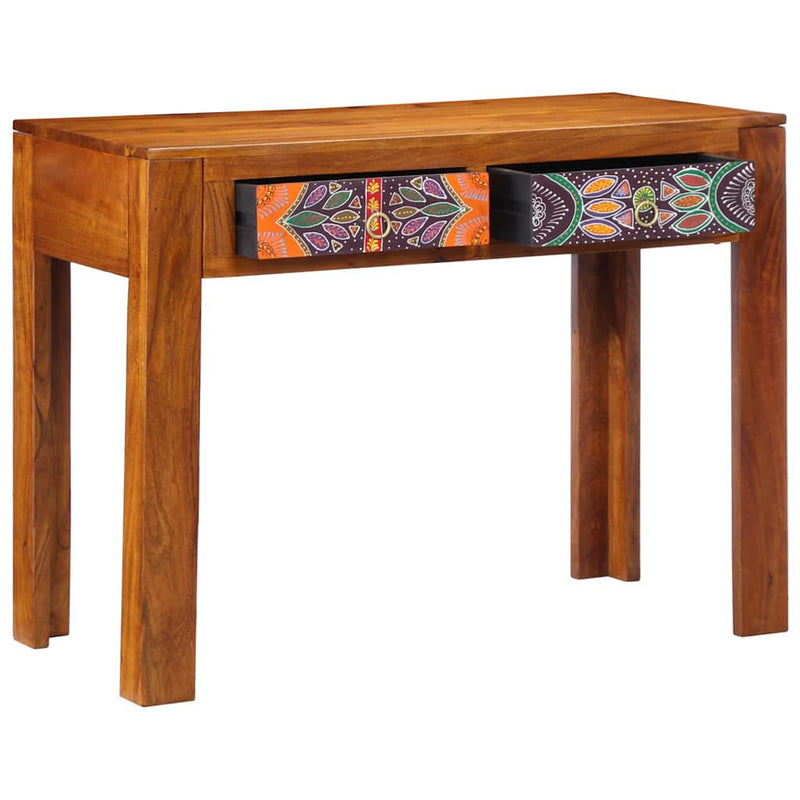 vidaXL Asztal fiókkal tárolóval Barna 100 x 50 x 75 cm Tömör akácfa