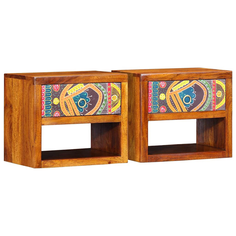 vidaXL Éjjeliszekrény fiókkal 2 pcs Barna 40 x 35 x 35 cm tömör akácfa