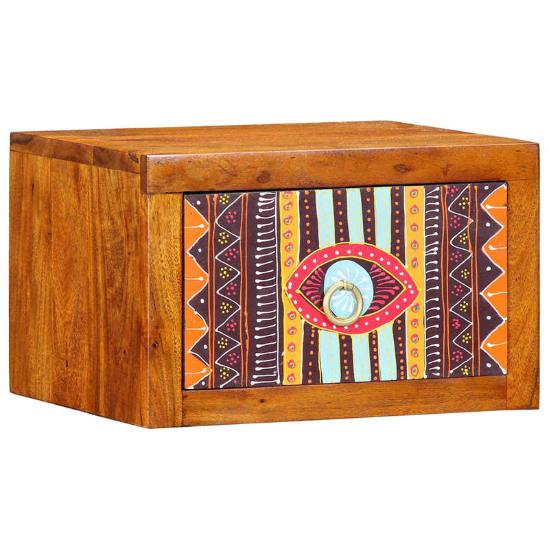 vidaXL Éjjeliszekrény fiókkal Barna 35 x 30 x 22 cm tömör akácfa