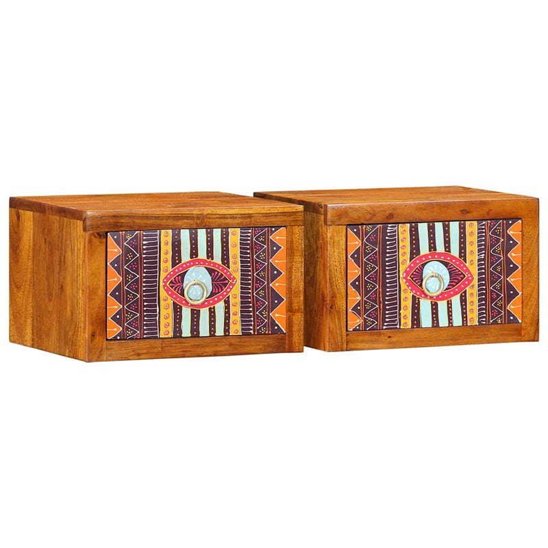 vidaXL Éjjeliszekrény fiókkal 2 pcs Barna 35 x 30 x 22 cm tömör akácfa