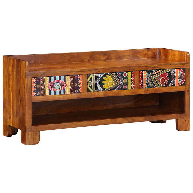 vidaXL Cipőpad Sokszínű 100 x 35 x 45 cm tömör akácfa