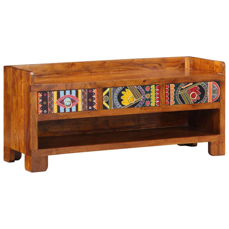 vidaXL Cipőpad Sokszínű 100 x 35 x 45 cm tömör akácfa
