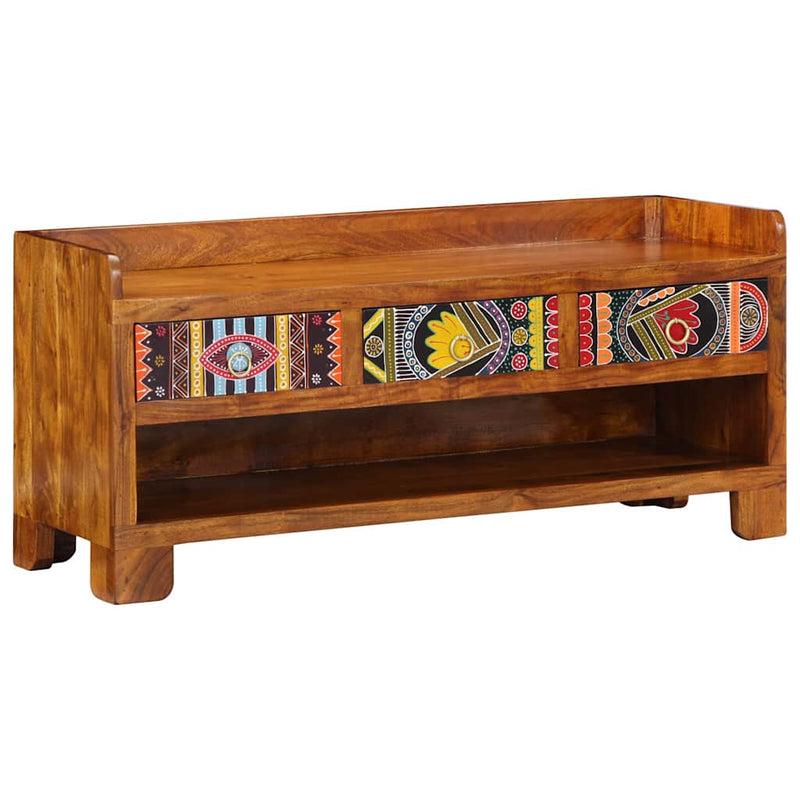vidaXL Cipőpad Sokszínű 100 x 35 x 45 cm tömör akácfa