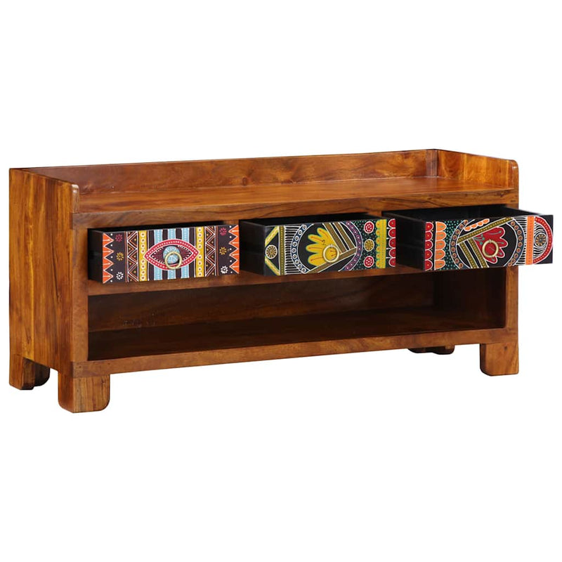 vidaXL Cipőpad Sokszínű 100 x 35 x 45 cm tömör akácfa