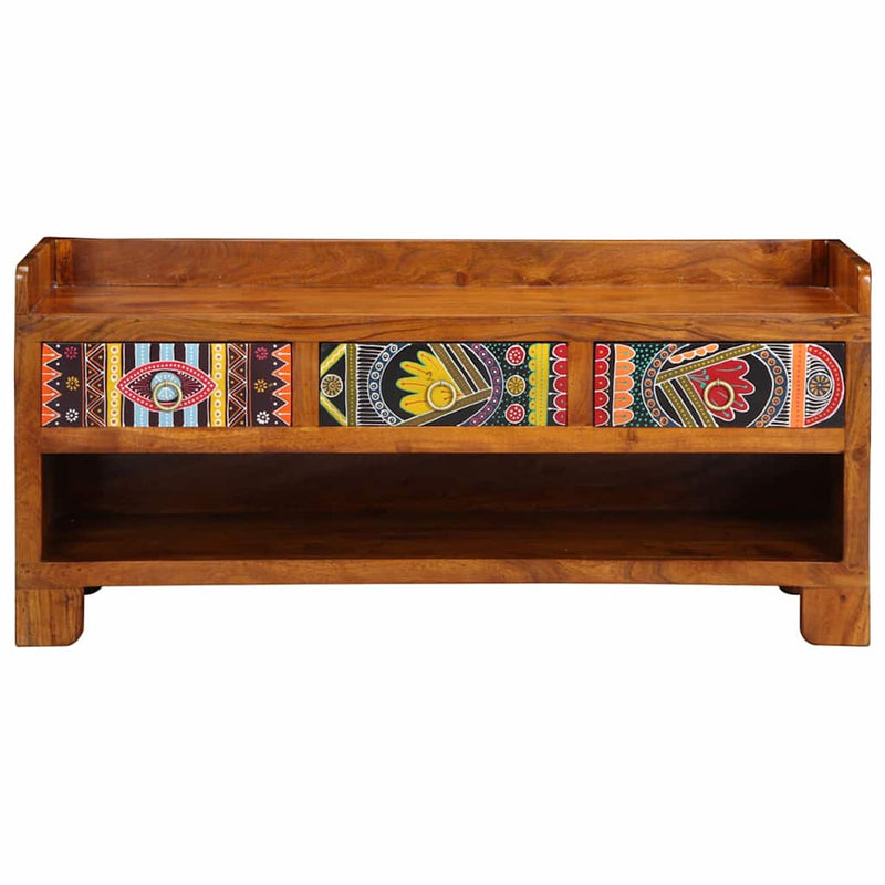 vidaXL Cipőpad Sokszínű 100 x 35 x 45 cm tömör akácfa