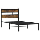 vidaXL füstös tölgy színű fém ágykeret matrac nélkül 75 x 190 cm