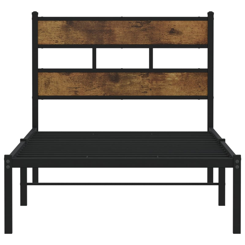 vidaXL füstös tölgy színű fém ágykeret matrac nélkül 107 x 203 cm