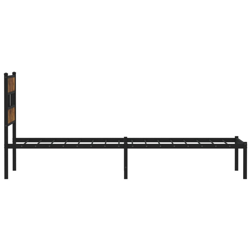 vidaXL füstös tölgy színű fém ágykeret matrac nélkül 107 x 203 cm