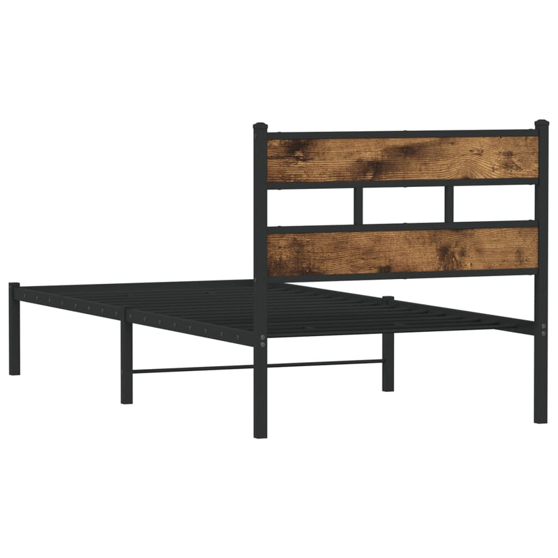 vidaXL füstös tölgy színű fém ágykeret matrac nélkül 107 x 203 cm