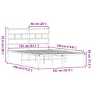 vidaXL füstös tölgy színű fém ágykeret matrac nélkül 135 x 190 cm