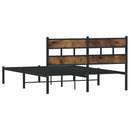 vidaXL füstös tölgy színű fém ágykeret matrac nélkül 140 x 190 cm