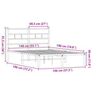 vidaXL füstös tölgy színű fém ágykeret matrac nélkül 140 x 190 cm