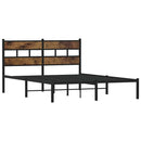 vidaXL füstös tölgy színű fém ágykeret matrac nélkül 150 x 200 cm