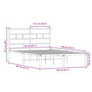 vidaXL füstös tölgy színű fém ágykeret matrac nélkül 150 x 200 cm