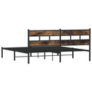 vidaXL füstös tölgy színű fém ágykeret matrac nélkül 180 x 200 cm