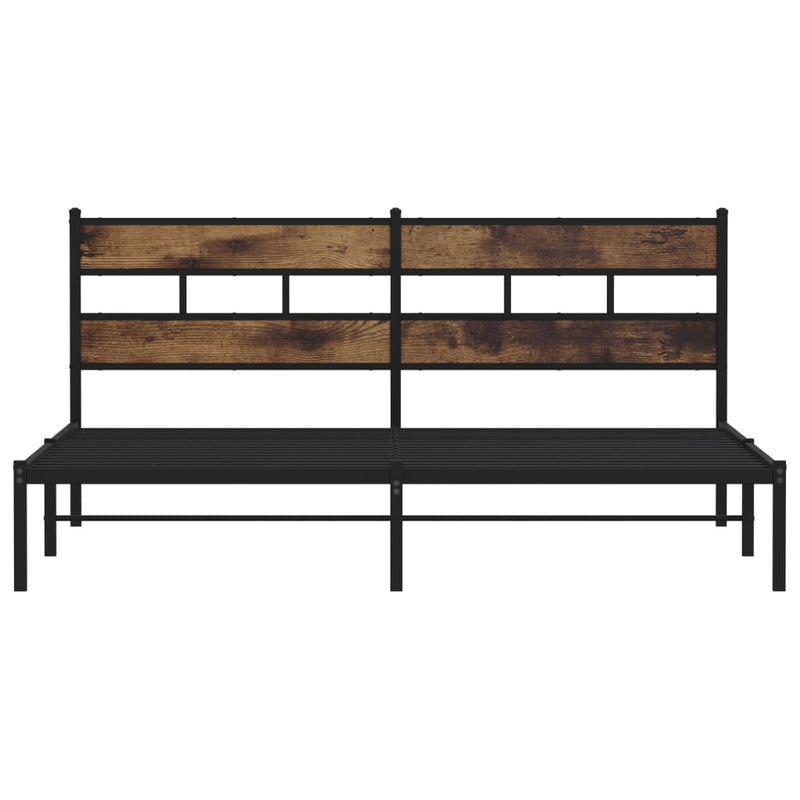 vidaXL füstös tölgy színű fém ágykeret matrac nélkül 193 x 203 cm