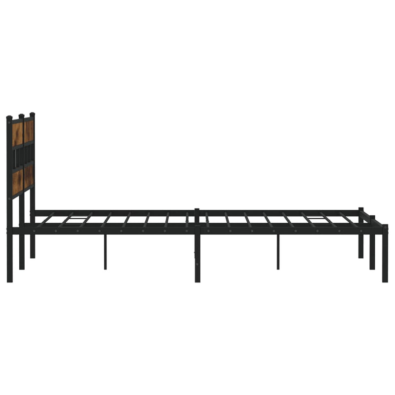 vidaXL füstös tölgy színű fém ágykeret matrac nélkül 193 x 203 cm