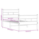 vidaXL füstös tölgy színű fém ágykeret matrac nélkül 90 x 200 cm