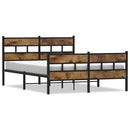 vidaXL füstös tölgy színű fém ágykeret matrac nélkül 135 x 190 cm