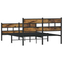 vidaXL füstös tölgy színű fém ágykeret matrac nélkül 135 x 190 cm