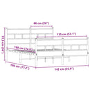 vidaXL füstös tölgy színű fém ágykeret matrac nélkül 135 x 190 cm