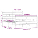vidaXL füstös tölgy színű fém ágykeret matrac nélkül 140 x 190 cm