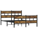 vidaXL füstös tölgy színű fém ágykeret matrac nélkül 140 x 200 cm