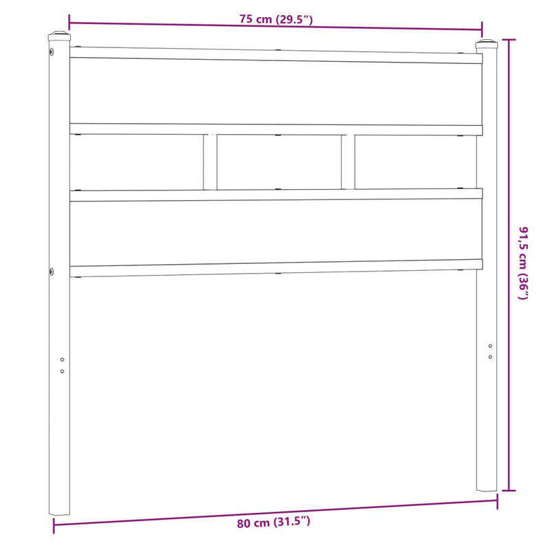 vidaXL füstös tölgy színű szerelt fa és vas fejtámla 75 cm