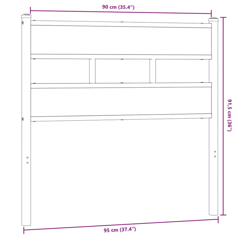vidaXL füstös tölgy színű szerelt fa és vas fejtámla 90 cm